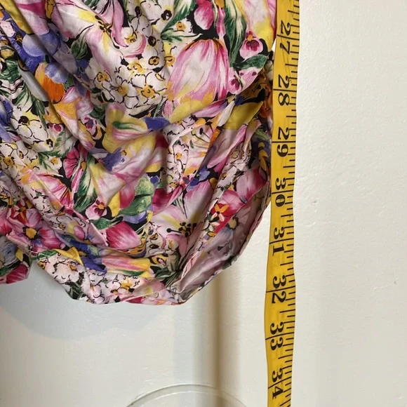 Zara Ruched Dress with Bright Floral Print, size S - Picture 9 of 11